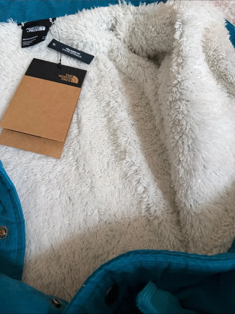 The North Face Teal Corduroy Sherpa-Lined Jacket